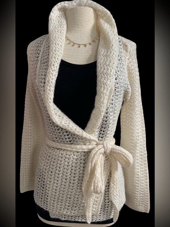 Banana Republic Sweaters - Banana Republic Ivory Crocheted Mohair Cardigan Small